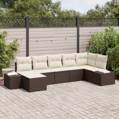 Set de Sofá de Jardín de 7 Piezas con Cojines Ratán Marrón de , Sofás de exterior - Ref: Foro24-3347148, Precio: 489,05 €, De...