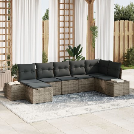 Set de Sofá de Jardín de 7 Piezas con Cojines Gris Poliratán de , Sofás de exterior - Ref: Foro24-3347149, Precio: 455,95 €, ...