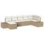 Juego de Sofá de Jardín de 7 Piezas con Cojines Beige Ratán Poliéster de , Sofás de exterior - Ref: Foro24-3347151, Precio: 4...