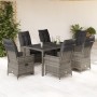 Set comedor jardín 7 pzas y cojines ratán sintético gris en Conjuntos de jardín | Comprar online en Foru.es
