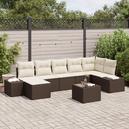 Conjunto de sofá de jardín de 7 piezas con cojines marrón de poliratán de , Sofás de exterior - Ref: Foro24-3347158, Precio: ...