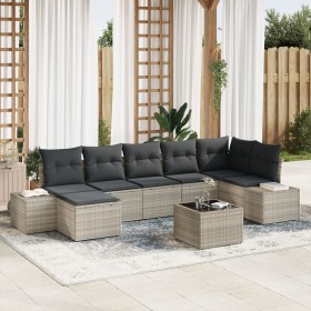 Juego de Sofás de Jardín Conjunto de 8 Gris Claro Ratán, Poliéster de , Sofás de exterior - Ref: Foro24-3347162, Precio: 560,...
