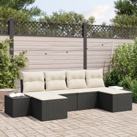 Conjunto de Sofás de Jardín de 6 Piezas con Cojines Negro de Ratán de Polietileno de , Sofás de exterior - Ref: Foro24-334716...