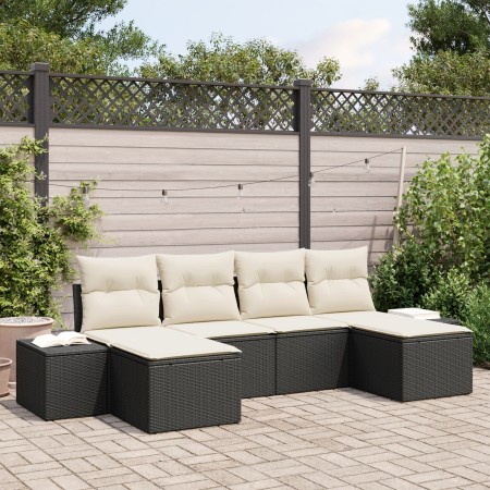 Conjunto de Sofás de Jardín de 6 Piezas con Cojines Negro de Ratán de Polietileno de , Sofás de exterior - Ref: Foro24-334716...