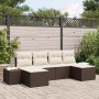 Set de sofá de jardín de 6 piezas con cojines de ratán de poliéster marrón de , Sofás de exterior - Ref: Foro24-3347168, Prec...