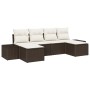 Set de sofá de jardín de 6 piezas con cojines de ratán de poliéster marrón de , Sofás de exterior - Ref: Foro24-3347168, Prec...