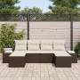 Set de sofá de jardín de 6 piezas con cojines de ratán de poliéster marrón de , Sofás de exterior - Ref: Foro24-3347168, Prec...