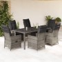 Set comedor jardín 7 pzas y cojines ratán sintético gris en Conjuntos de jardín | Comprar online en Foru.es
