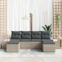 Conjunto de Sofá de Jardín de 6 Piezas con Almohadas Gris Claro Poliratán de , Sofás de exterior - Ref: Foro24-3347172, Preci...