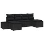 Set de sofás de jardín de 6 piezas con cojines de ratán negro poliéster de , Sofás de exterior - Ref: Foro24-3347173, Precio:...