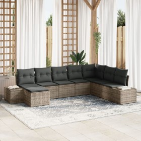 Juego de Sofás de Jardín de 8 Piezas con Cojines Gris Poliratán de , Sofás de exterior - Ref: Foro24-3347179, Precio: 516,16 ...