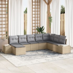Set de Sofá de Jardín de 8 Piezas con Cojines Beige de Ratán Polietileno de , Sofás de exterior - Ref: Foro24-3347180, Precio...