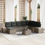Conjunto de sofá de jardín 9 piezas Gris Ratán de , Sofás de exterior - Ref: Foro24-3347189, Precio: 564,51 €, Descuento: %