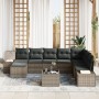 Conjunto de sofá de jardín 9 piezas Gris Ratán de , Sofás de exterior - Ref: Foro24-3347189, Precio: 564,51 €, Descuento: %