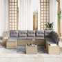 Conjunto de Sofá de Jardín Juego de 9 Beige y Gris Ratán y Tela de , Sofás de exterior - Ref: Foro24-3347190, Precio: 559,92 ...