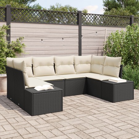 Conjunto de Sofá de Jardín de 6 Piezas con Cojines Negro Ratán Sintético de , Sofás de exterior - Ref: Foro24-3347197, Precio...