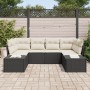 Conjunto de Sofá de Jardín de 6 Piezas con Cojines Negro Ratán Sintético de , Sofás de exterior - Ref: Foro24-3347197, Precio...