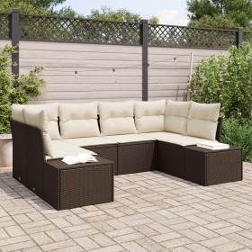 Juego de Sofá de Jardín Juego de 6 Marrón y crema de , Sofás de exterior - Ref: Foro24-3347198, Precio: 454,91 €, Descuento: %