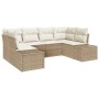 Juego de Sofá de Jardín de 6 Piezas con Cojines Ratán Poliéster Beige de , Sofás de exterior - Ref: Foro24-3347201, Precio: 4...