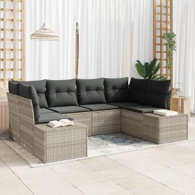 Juego de Sofá de Jardín de 6 Piezas con Cojines Gris Claro Ratán PE de , Sofás de exterior - Ref: Foro24-3347202, Precio: 460...