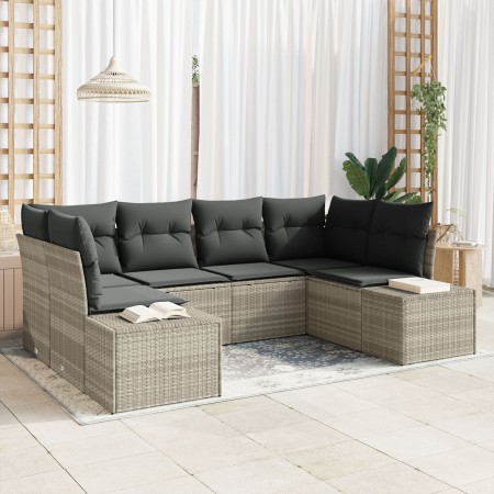Juego de Sofá de Jardín de 6 Piezas con Cojines Gris Claro Ratán PE de , Sofás de exterior - Ref: Foro24-3347202, Precio: 460...