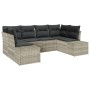 Juego de Sofá de Jardín de 6 Piezas con Cojines Gris Claro Ratán PE de , Sofás de exterior - Ref: Foro24-3347202, Precio: 460...