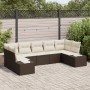 Juego de Sofás de Jardín de 7 Piezas con Cojines Marrón Poliratán de , Sofás de exterior - Ref: Foro24-3347208, Precio: 526,0...