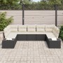 Set de sofá de jardín de 9 piezas con cojines negro ratán poliéster de , Sofás de exterior - Ref: Foro24-3347217, Precio: 543...