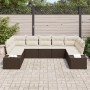 Conjunto de Sofá de Jardín Set de 9 Marrón y crema de , Sofás de exterior - Ref: Foro24-3347218, Precio: 628,89 €, Descuento: %