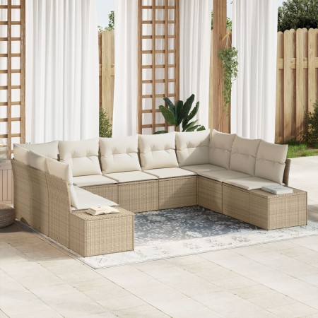 juego de sofá de jardín de 9 piezas con cojines beige de poliratán de , Sofás de exterior - Ref: Foro24-3347221, Precio: 619,...