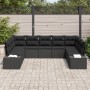 Set de Sofá de Jardín de 9 Piezas con Cojines Negro Ratán de Polietileno de , Sofás de exterior - Ref: Foro24-3347223, Precio...