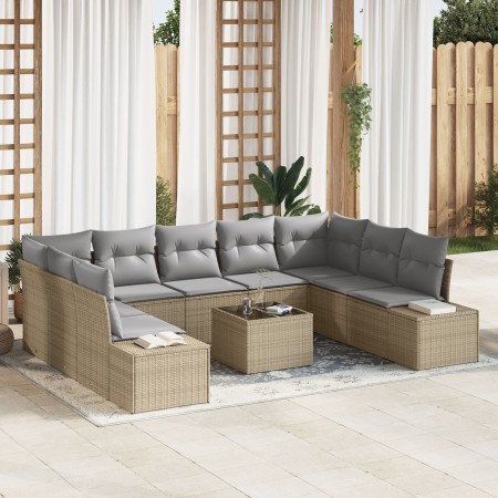 Juego de Sofás de Jardín Set de 10 Beige y gris Ratán Polietileno de , Sofás de exterior - Ref: Foro24-3347230, Precio: 626,2...