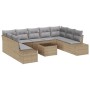 Juego de Sofás de Jardín Set de 10 Beige y gris Ratán Polietileno de , Sofás de exterior - Ref: Foro24-3347230, Precio: 626,2...