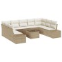 Juego de Sofá de Jardín Conjunto de 10 Beige y crema Ratan, tela de , Sofás de exterior - Ref: Foro24-3347231, Precio: 669,31...