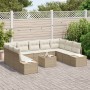 Juego de Sofá de Jardín Conjunto de 10 Beige y crema Ratan, tela de , Sofás de exterior - Ref: Foro24-3347231, Precio: 669,31...