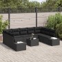 Conjunto de Sofá de Jardín Set de 10 Negro Ratán, Poliéster, Acero de , Sofás de exterior - Ref: Foro24-3347233, Precio: 646,...