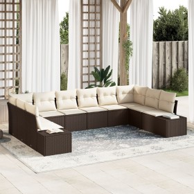 Conjunto de Sofá de Jardín de 10 Piezas con Cojines Marrón Ratán Polibi de , Sofás de exterior - Ref: Foro24-3347238, Precio:...