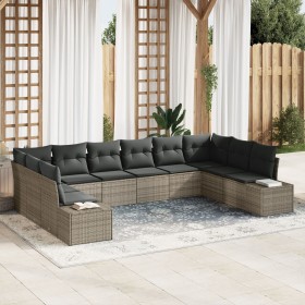 Juego de Sofá de Jardín de 10 Piezas con Cojines Ratán Gris de , Sofás de exterior - Ref: Foro24-3347239, Precio: 634,54 €, D...