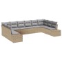 Conjunto de Sofá de Jardín de 10 Piezas con Cojines Beige de Poliratán de , Sofás de exterior - Ref: Foro24-3347240, Precio: ...