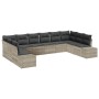Conjunto de Sofá de Jardín de 10 Piezas con Cojines Gris Claro Ratán Sintético de , Sofás de exterior - Ref: Foro24-3347242, ...