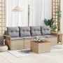 Conjunto de Sofá de Jardín de 5 Piezas con Cojines Beige Ratán Poliéster de , Sofás de exterior - Ref: Foro24-3347259, Precio...