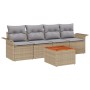 Conjunto de Sofá de Jardín de 5 Piezas con Cojines Beige Ratán Poliéster de , Sofás de exterior - Ref: Foro24-3347259, Precio...