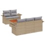 Conjunto de Sofá de Jardín de 6 Piezas con Cojines Beige de Poliratán Acacia de , Sofás de exterior - Ref: Foro24-3347266, Pr...