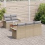 Conjunto de Sofá de Jardín de 6 Piezas con Cojines Beige de Poliratán Acacia de , Sofás de exterior - Ref: Foro24-3347266, Pr...