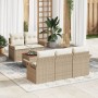 Juego de Sofá de Jardín de 6 Piezas con Cojines Beige de Ratán Poliéster Acacia de , Sofás de exterior - Ref: Foro24-3347267,...