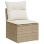 Juego de Sofá de Jardín de 6 Piezas con Cojines Beige de Ratán Poliéster Acacia de , Sofás de exterior - Ref: Foro24-3347267,...