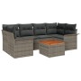Set de Sofá de Jardín de 7 Piezas con Cojines Gris Poliratán Acacia de , Sofás de exterior - Ref: Foro24-3347279, Precio: 438...