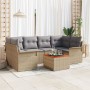Conjunto de Sofá de Jardín de 7 Piezas con Cojines Beige Poliratán Acacia de , Sofás de exterior - Ref: Foro24-3347280, Preci...