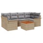 Conjunto de Sofá de Jardín de 7 Piezas con Cojines Beige Poliratán Acacia de , Sofás de exterior - Ref: Foro24-3347280, Preci...