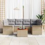 Conjunto de Sofá de Jardín de 7 Piezas con Cojines Beige Poliratán Acacia de , Sofás de exterior - Ref: Foro24-3347280, Preci...